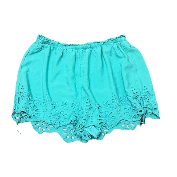 American Eagle Aqua Blue Eyelet Scallop Hem Shorts S - Picture 2 of 11